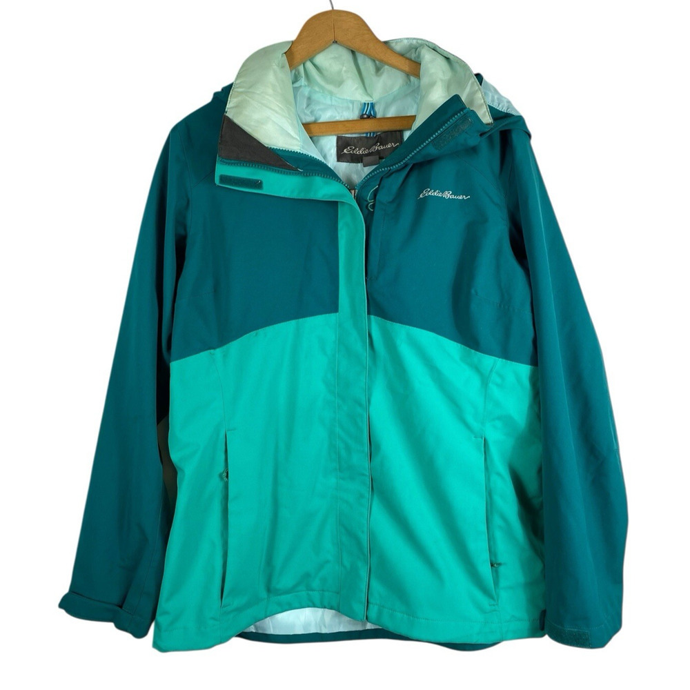 Eddie Bauer Jacket Weatheredge Plus Womens Size Large Full Zip Hooded Green
